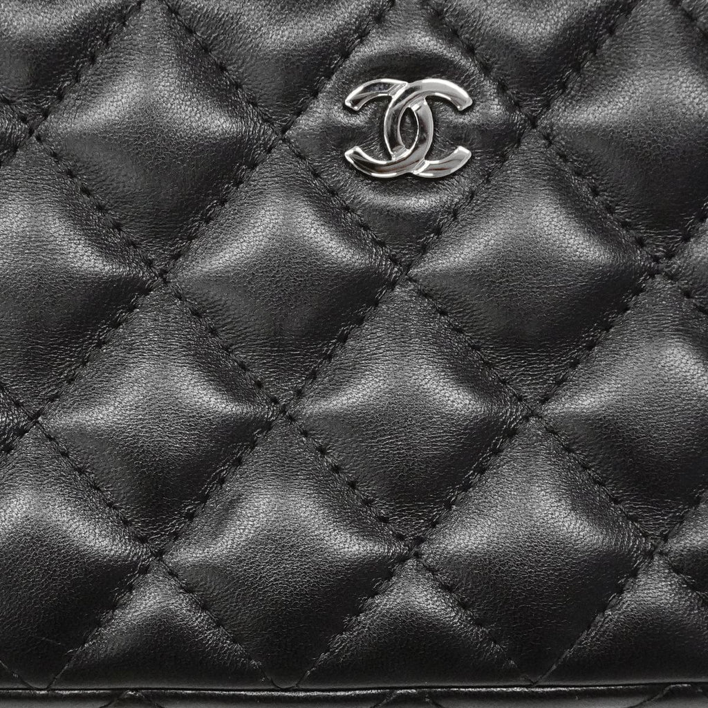 Chanel Shoulder Bag Quilted Lambskin Black Silver — view 8