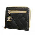 Chanel Wallet Quilted Lambskin Black Silver