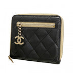 Chanel Wallet Quilted Lambskin Black Silver