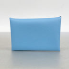 Hermes Card Case Calvi Veau Epsom Celeste Silver — view 5