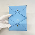 Hermes Card Case Calvi Veau Epsom Celeste Silver — view 3