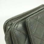 Chanel Shoulder Wallet Quilted Caviar Leather Black Gold — view 6