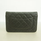 Chanel Shoulder Wallet Quilted Caviar Leather Black Gold — view 9