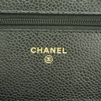 Chanel Shoulder Wallet Quilted Caviar Leather Black Gold — view 5