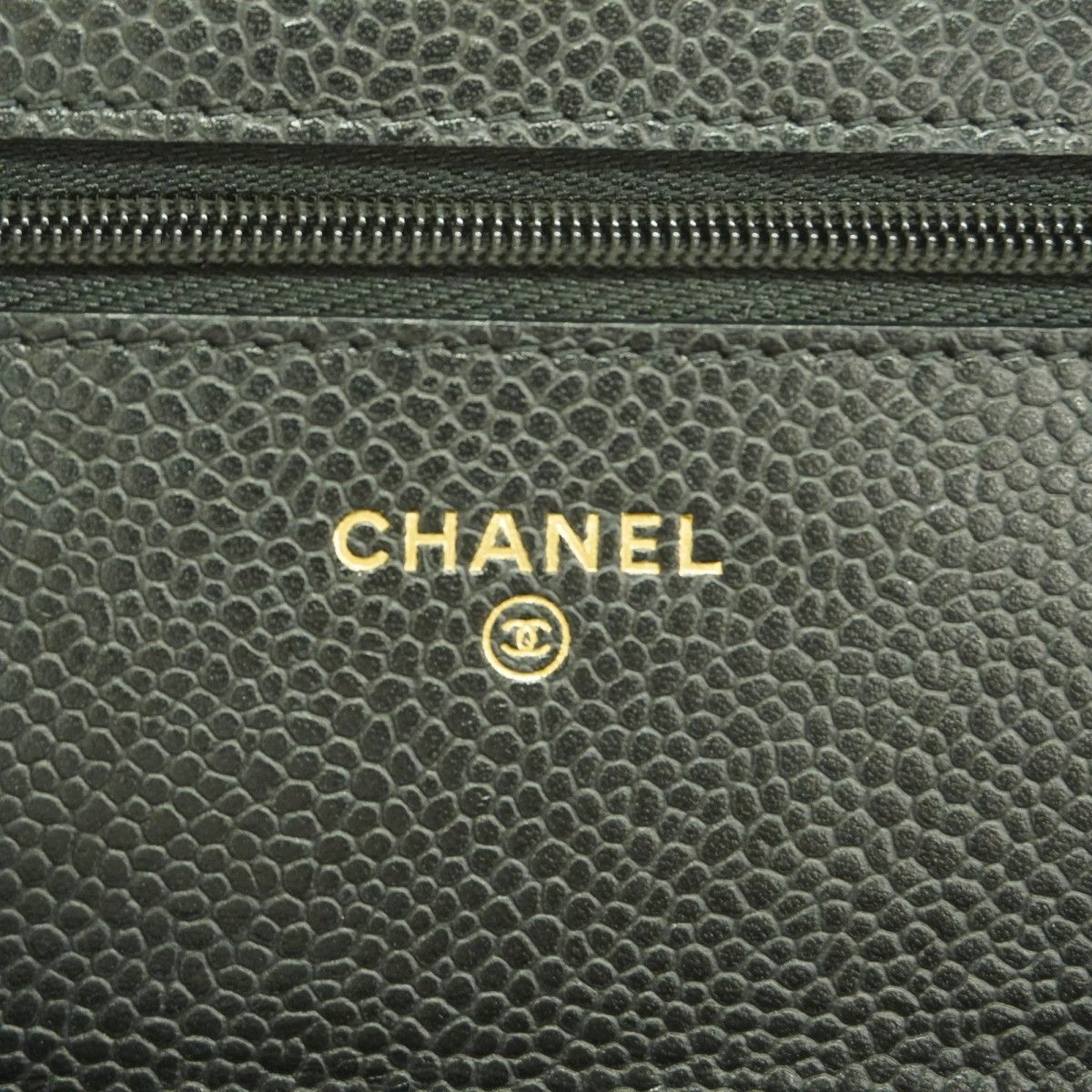 Chanel Shoulder Wallet Quilted Caviar Leather Black Gold — view 5