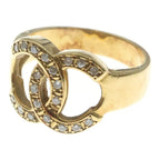 Chanel CC Logo Diamond 18k Yellow Gold Ring