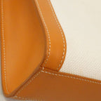 Celine Tote Vertical Cover Canvas Leather White Brown Gold 2-Way — view 7