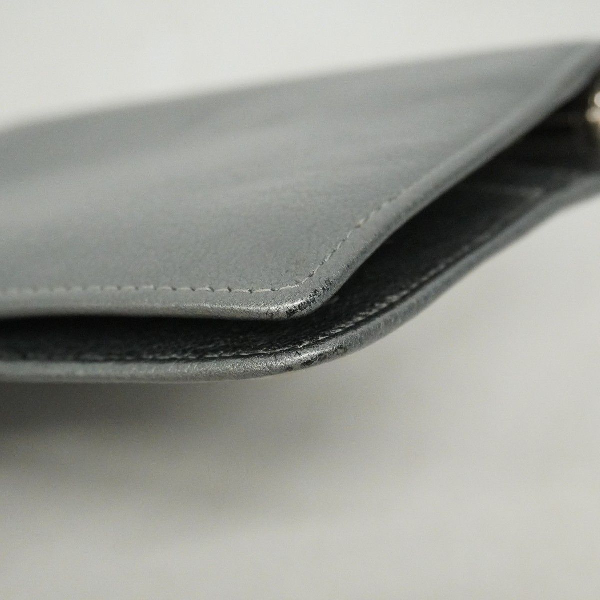 Chanel Notebook Cover Leather Gray Silver Agenda — view 7