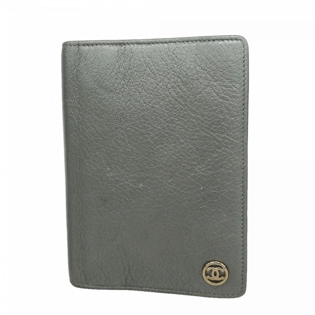 Chanel Notebook Cover Leather Gray Silver Agenda