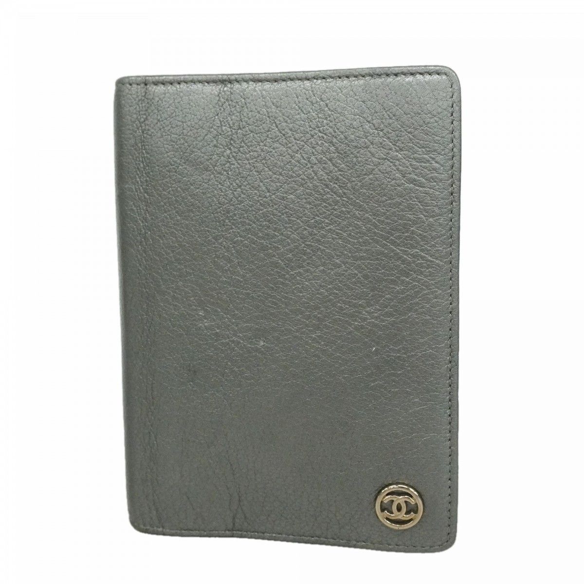 Chanel Notebook Cover Leather Gray Silver Agenda