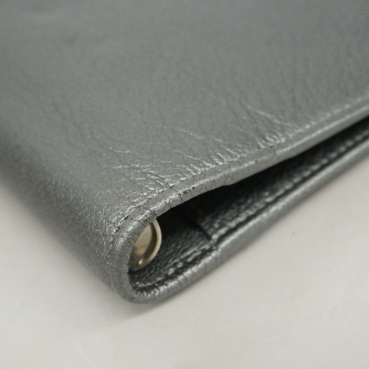 Chanel Notebook Cover Leather Gray Silver Agenda — view 6