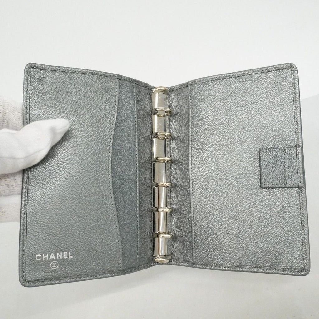 Chanel Notebook Cover Leather Gray Silver Agenda — view 4