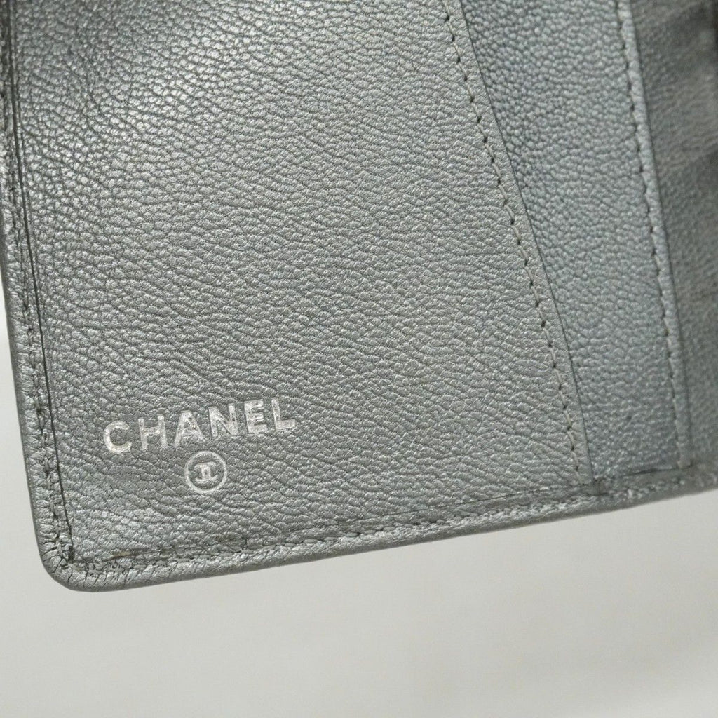 Chanel Notebook Cover Leather Gray Silver Agenda — view 5
