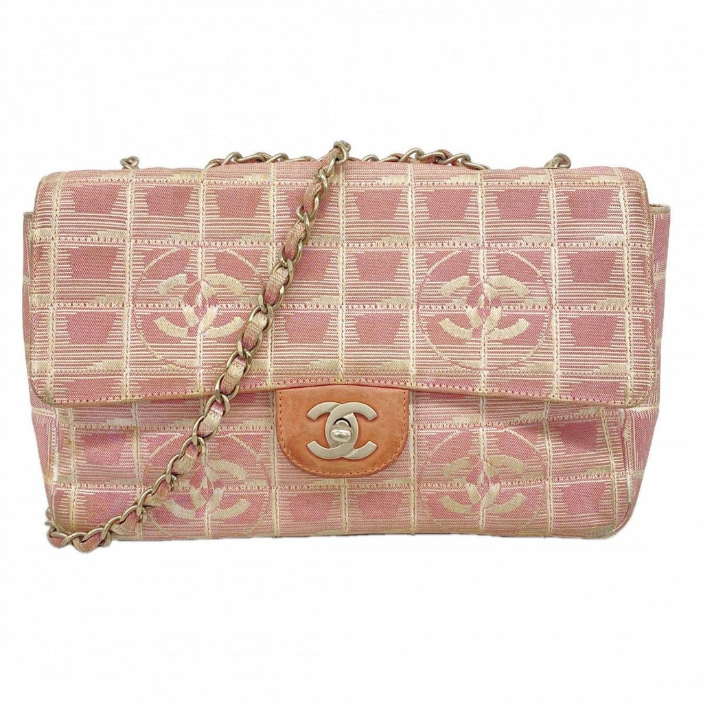 Chanel Shoulder Bag New Travel Nylon Pink Silver