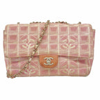 Chanel Shoulder Bag New Travel Nylon Pink Silver