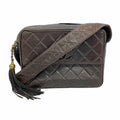 Chanel Shoulder Bag Quilted Lambskin Black Gold