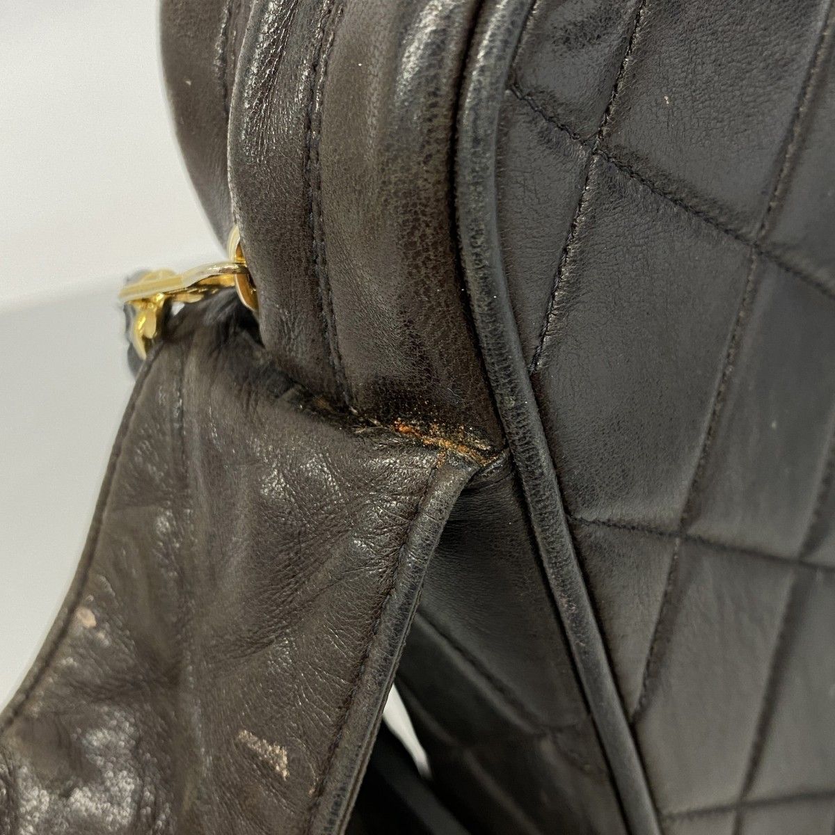 Chanel Shoulder Bag Quilted Lambskin Black Gold — view 6