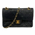 Chanel Shoulder Bag Quilted Lambskin Black Gold