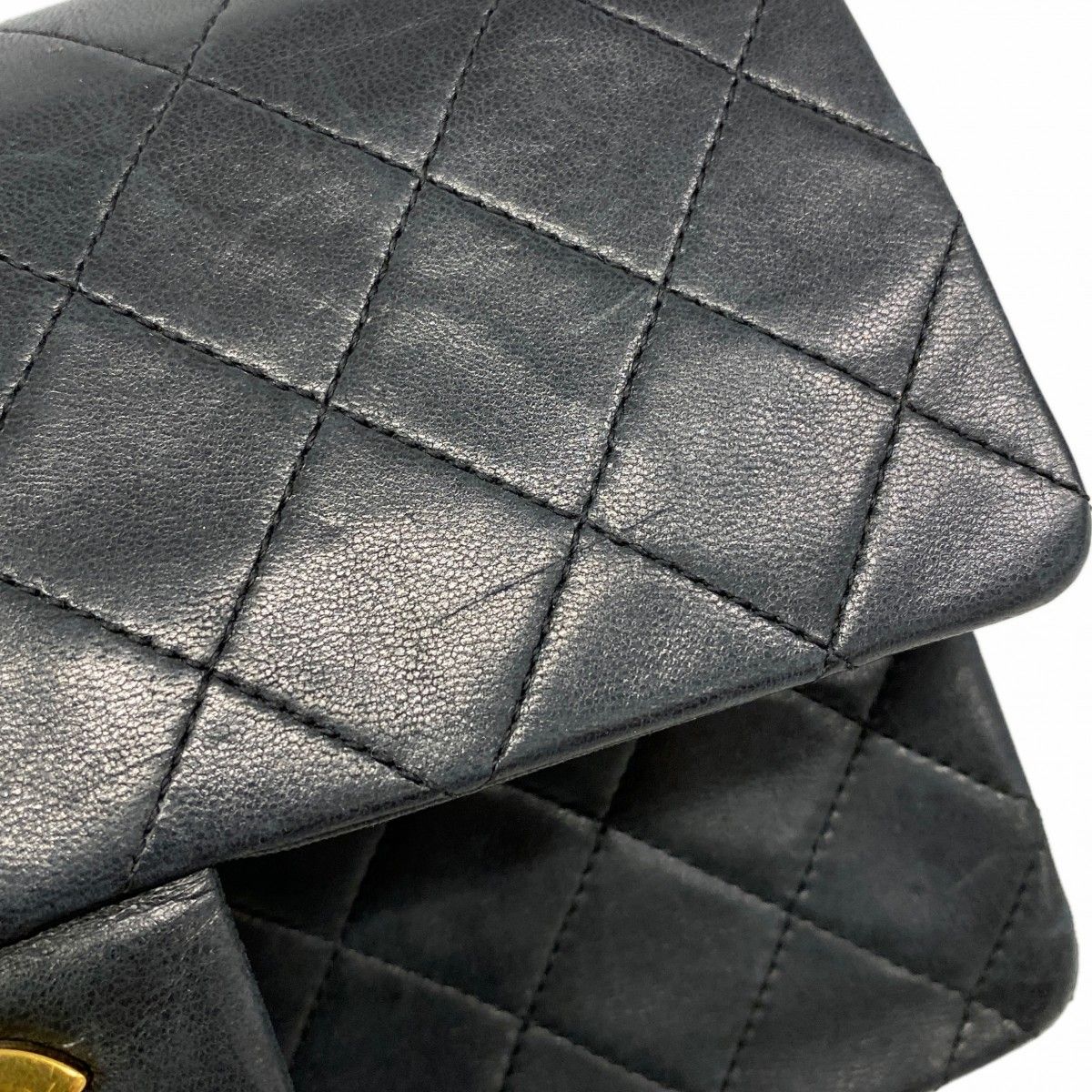 Chanel Shoulder Bag Quilted Lambskin Black Gold — view 8