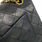 Chanel Shoulder Bag Quilted Lambskin Black Gold — view 9