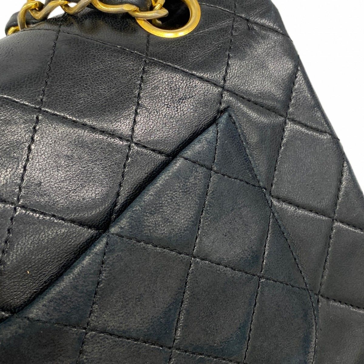 Chanel Shoulder Bag Quilted Lambskin Black Gold — view 9