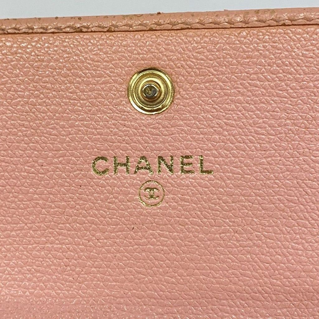 Chanel Coin Case Coco Button Leather Pink Gold — view 4