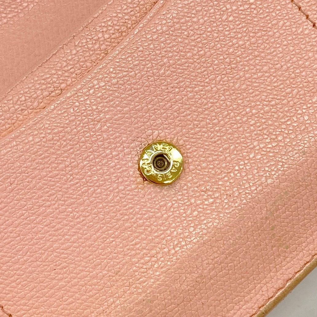 Chanel Coin Case Coco Button Leather Pink Gold — view 9