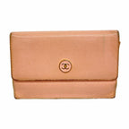 Chanel Coin Case Coco Button Leather Pink Gold