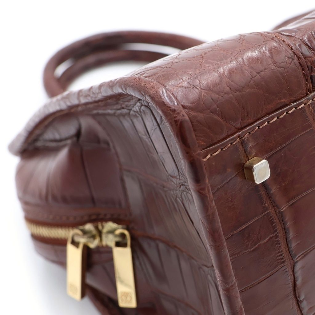 Loewe Amazona Croco Leather Handbag Brown — view 6