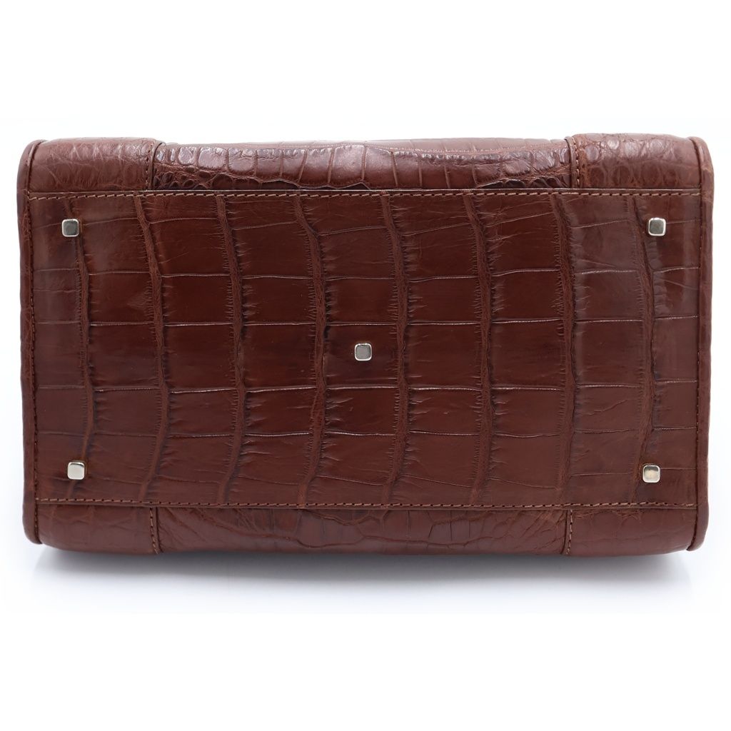 Loewe Amazona Croco Leather Handbag Brown — view 4