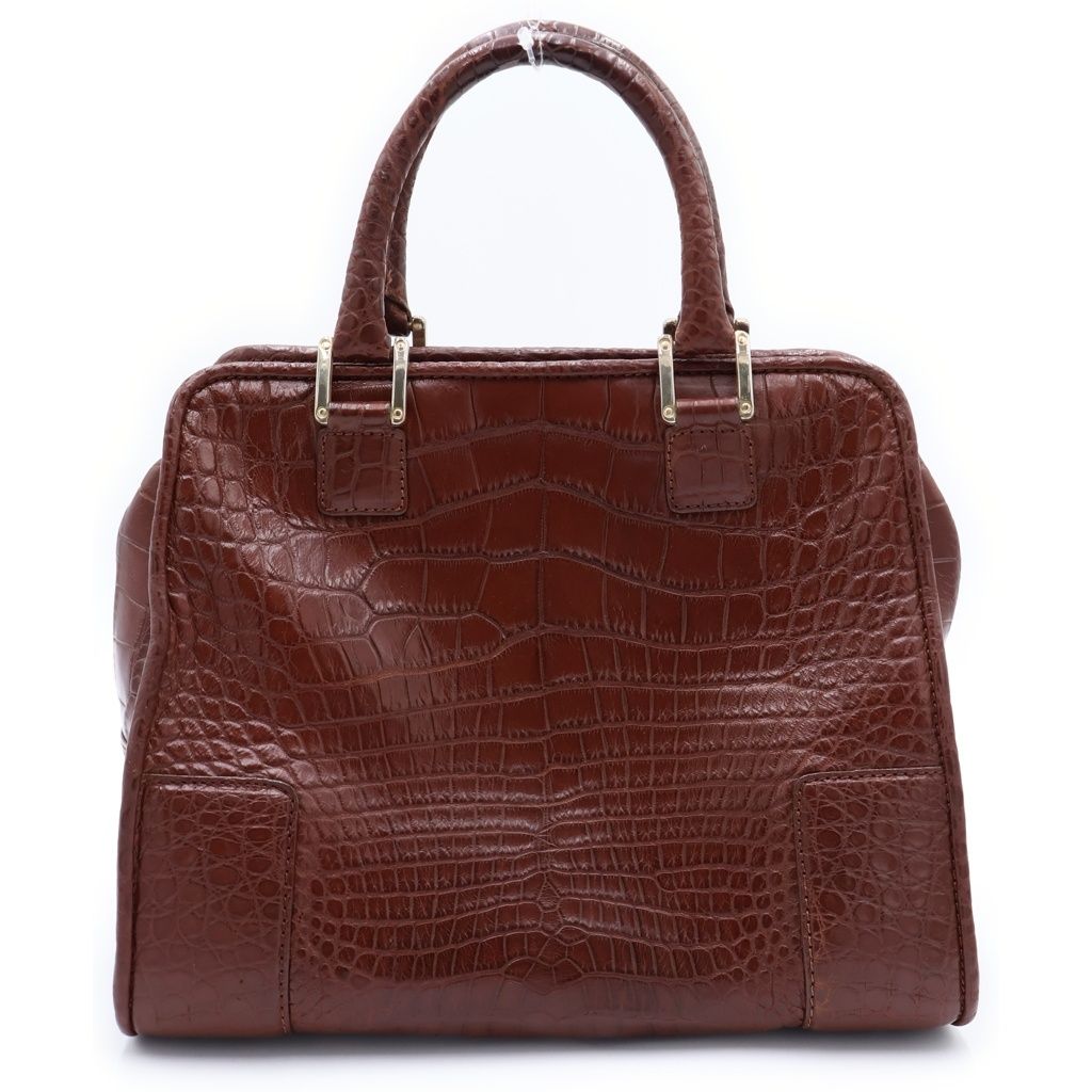 Loewe Amazona Croco Leather Handbag Brown — view 2