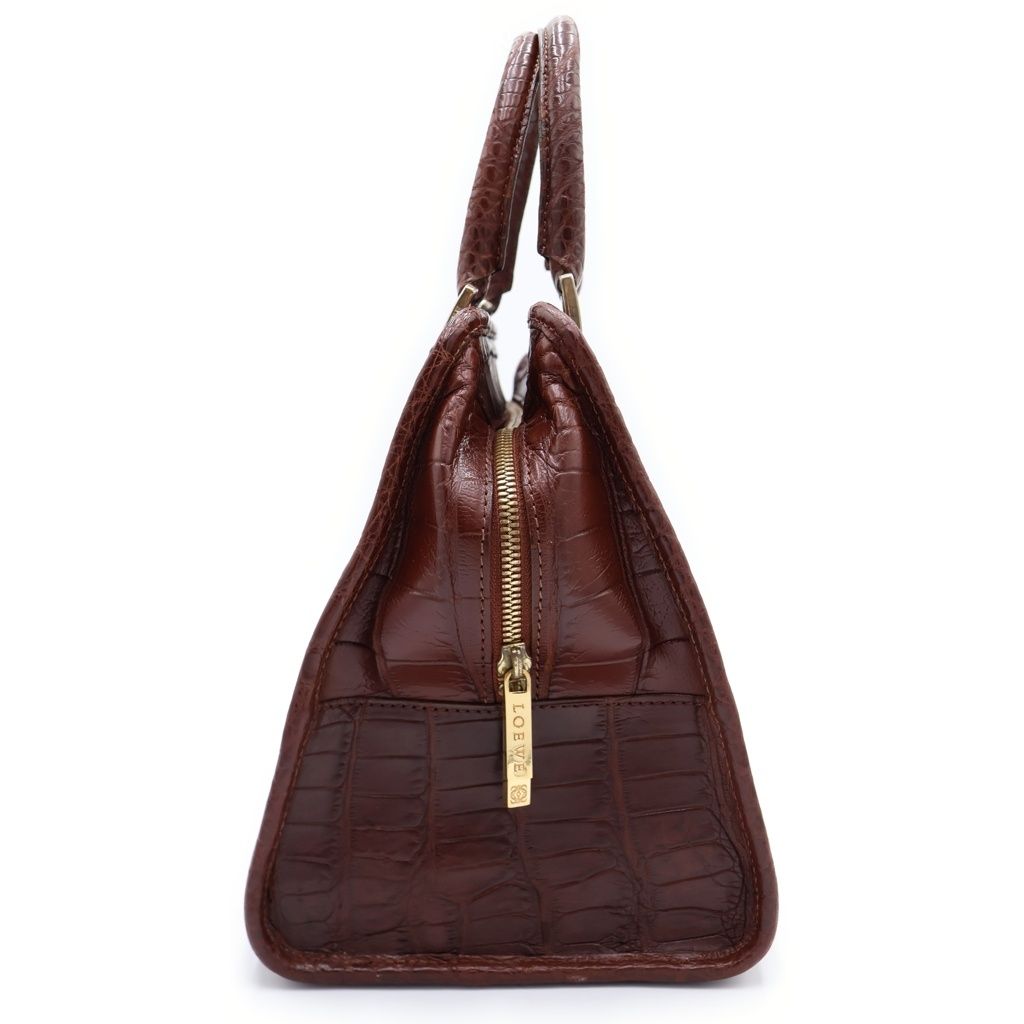 Loewe Amazona Croco Leather Handbag Brown — view 3