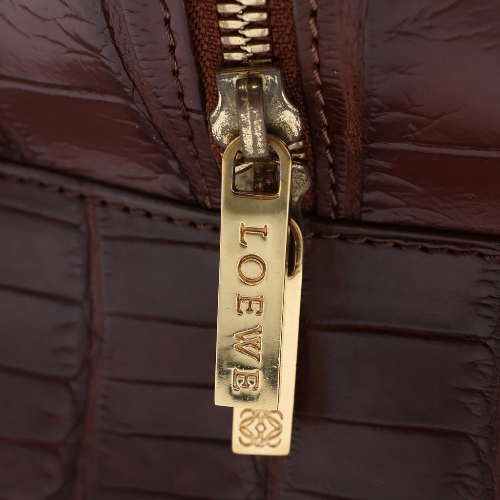 Loewe Amazona Croco Leather Handbag Brown — view 7
