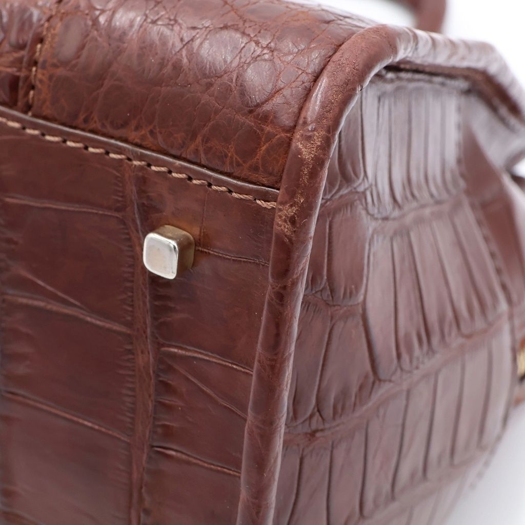 Loewe Amazona Croco Leather Handbag Brown — view 5