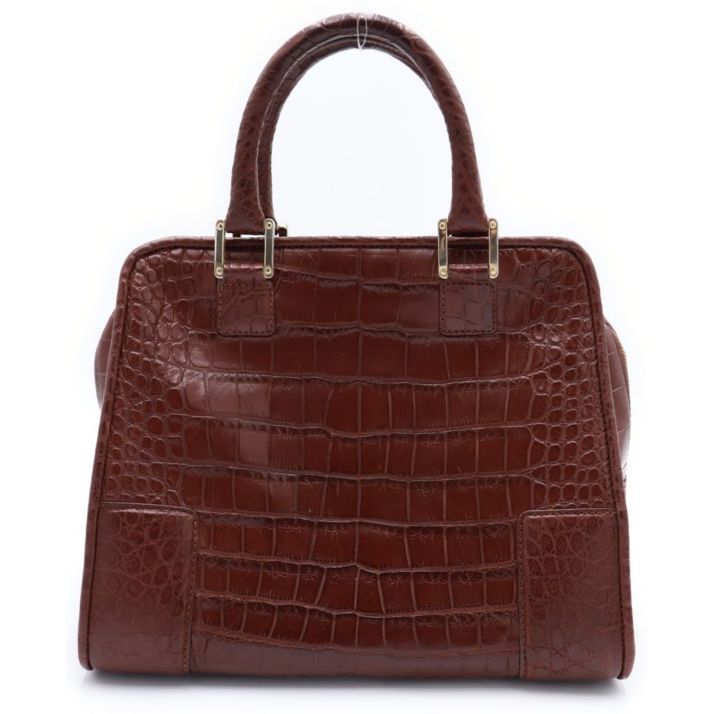 Loewe Amazona Croco Leather Handbag Brown