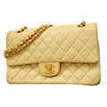 Chanel Shoulder Bag Quilted Lambskin Beige Gold