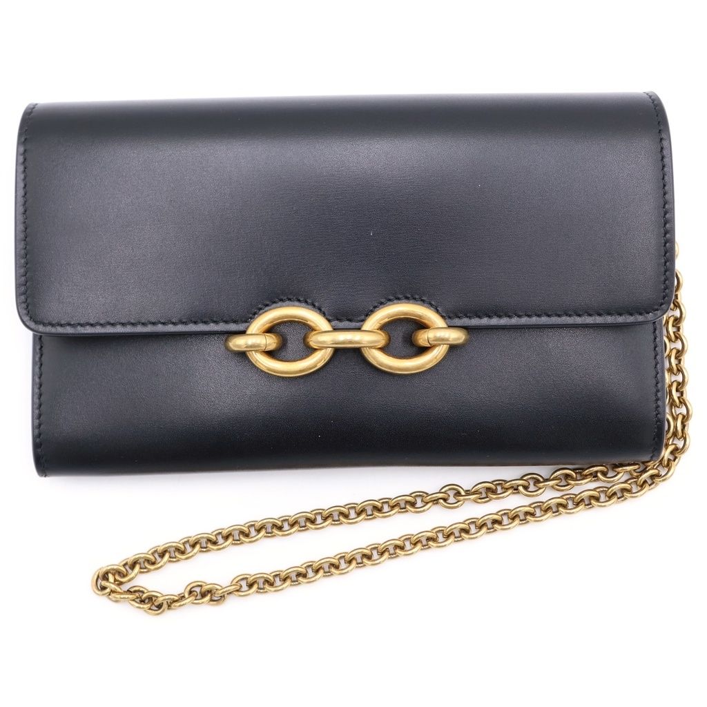 Saint Laurent Paris le Maillon Chain Wallet Shoulder Bag Black