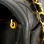 Chanel Shoulder Bag Quilted Lambskin Black Gold — view 7