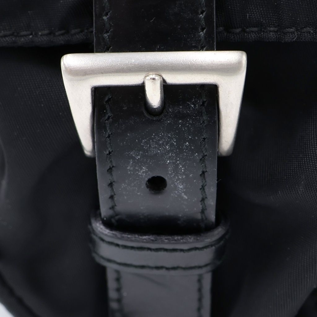 Prada Triangular Plate Tessuto Backpack Black Nylon — view 7
