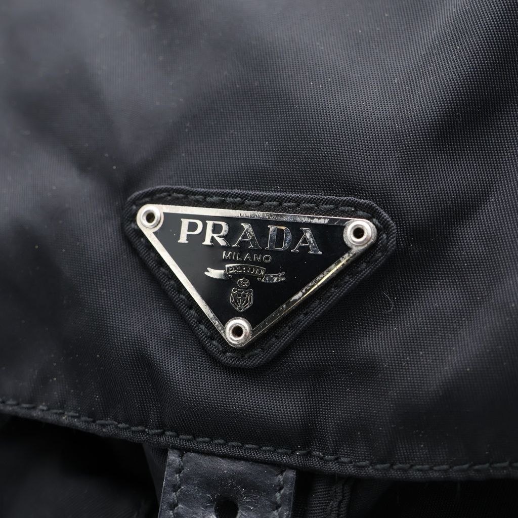 Prada Triangular Plate Tessuto Backpack Black Nylon — view 8