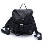 Prada Triangular Plate Tessuto Backpack Black Nylon