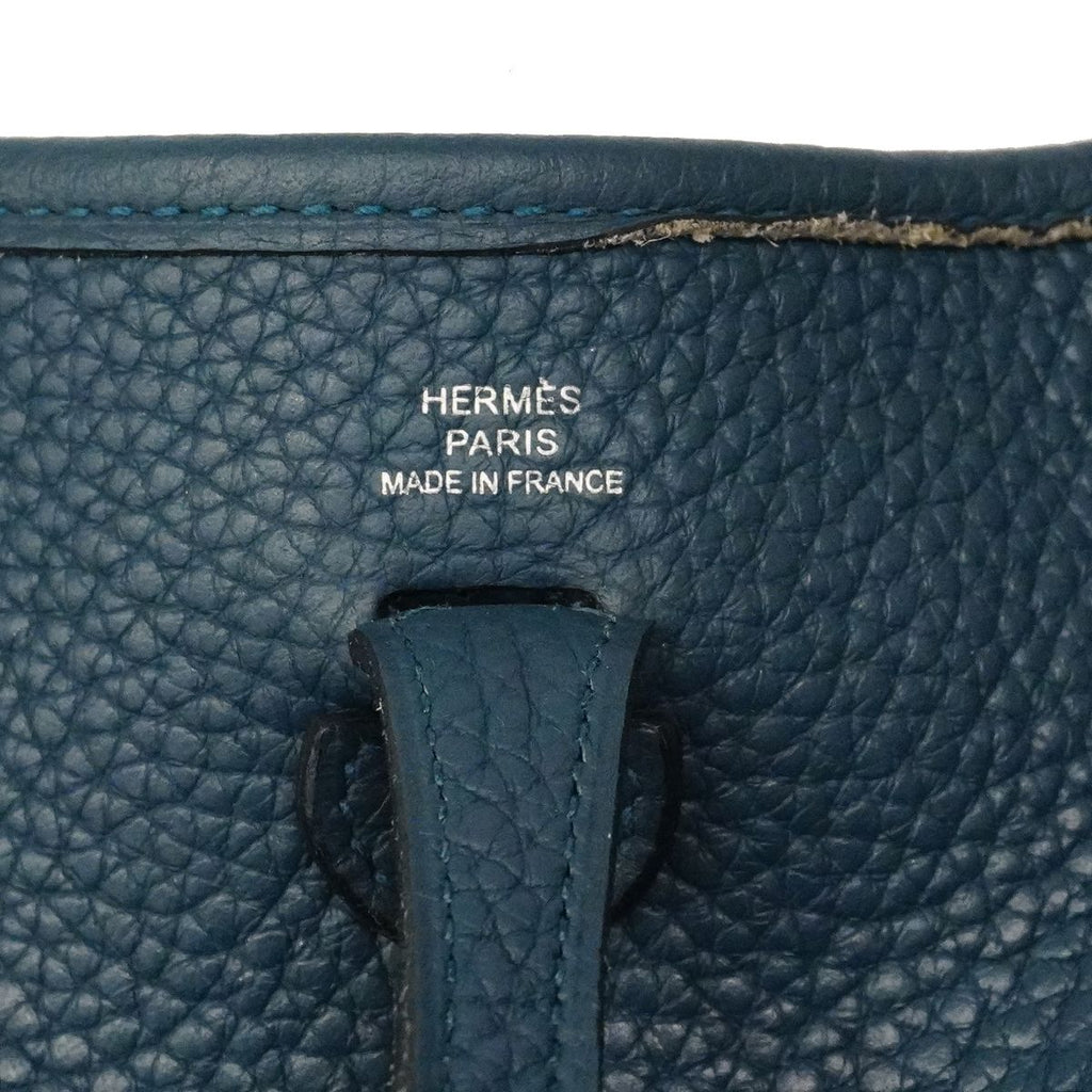 Hermes Shoulder Bag Evelyne TPM Taurillon Clemence Col Vert Silver — view 5