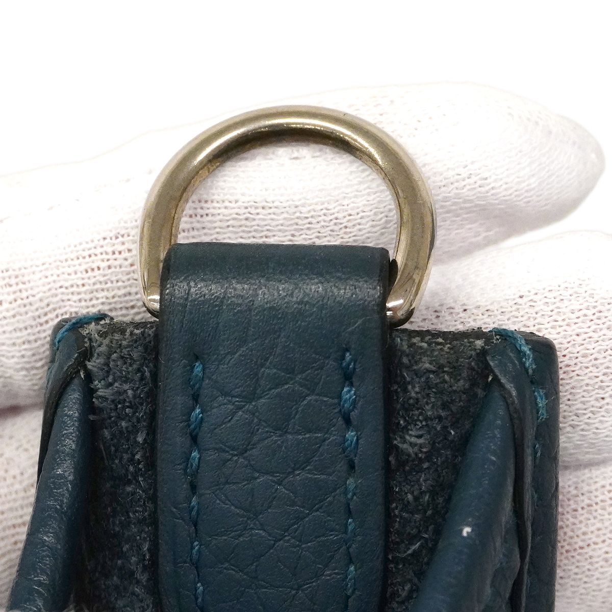 Hermes Shoulder Bag Evelyne TPM Taurillon Clemence Col Vert Silver — view 9