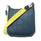 Hermes Shoulder Bag Evelyne TPM Taurillon Clemence Col Vert Silver