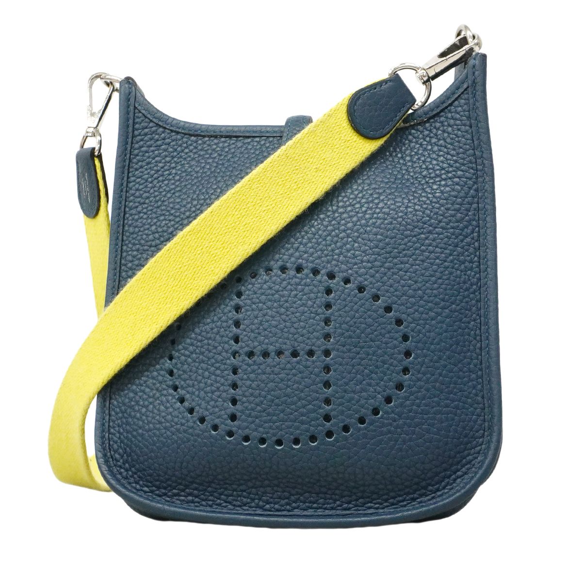 Hermes Shoulder Bag Evelyne TPM Taurillon Clemence Col Vert Silver