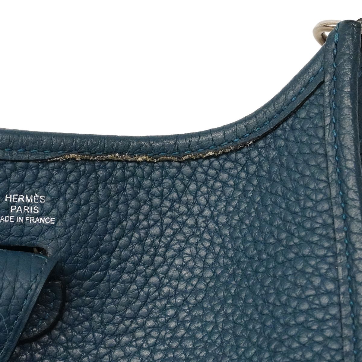 Hermes Shoulder Bag Evelyne TPM Taurillon Clemence Col Vert Silver — view 6