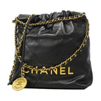 Chanel Handbag 22 Mini Calf Black Gold 2-Way