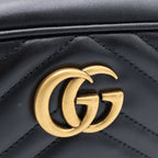 Gucci GG Marmont Quilted Gold Camera Bag Leather Black — view 6
