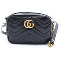 Gucci GG Marmont Quilted Gold Camera Bag Leather Black