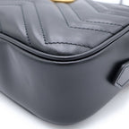 Gucci GG Marmont Quilted Gold Camera Bag Leather Black — view 5